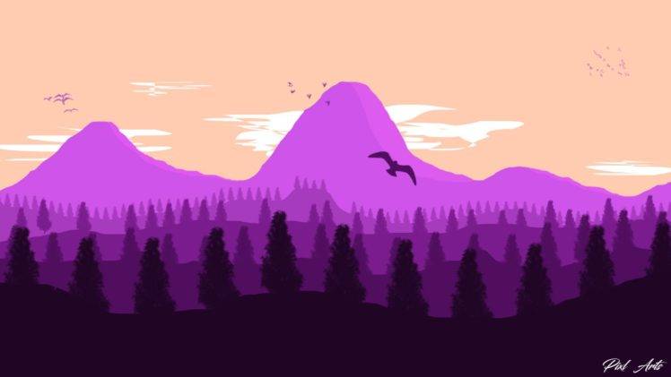 landscape, Mountain pass, Clouds, Forest, Bird of prey, Trees HD Wallpaper Desktop Background