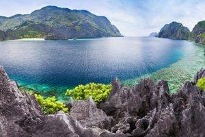 photography, Nature, Landscape, Panorama, Hills, Island, Sea, Lagoon, Beach, Tropical, Philippines