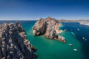 photography, Nature, Landscape, Sea, Beach, Cruise ship, Boat, Rocks, Cabo San Lucas, Aerial view, Mexico