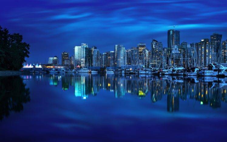 cityscape, Night, Water, River, Clouds HD Wallpaper Desktop Background