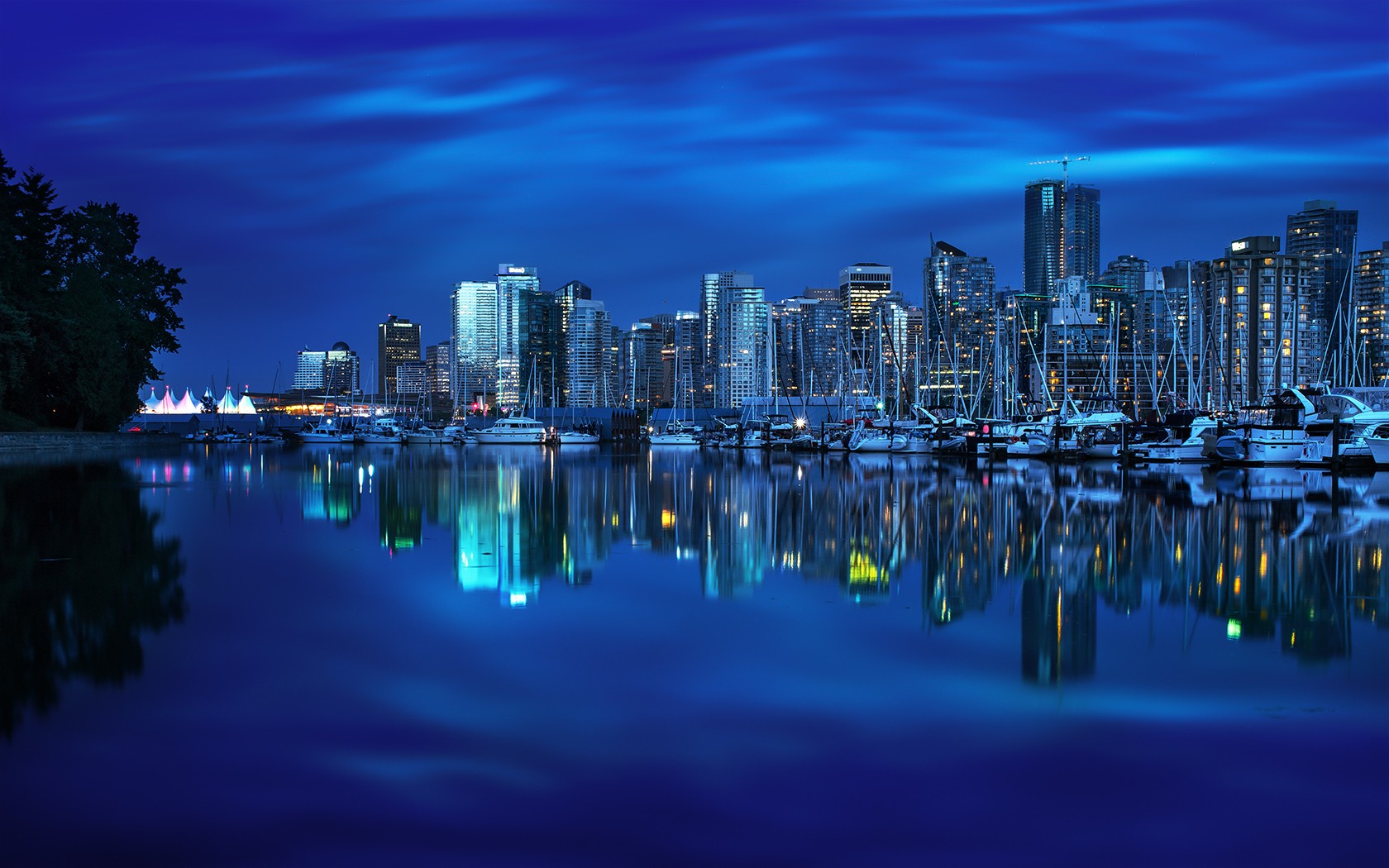 cityscape, Night, Water, River, Clouds Wallpaper