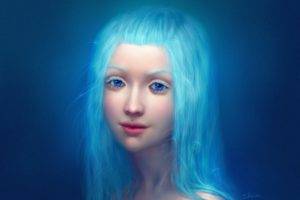women, Blue hair