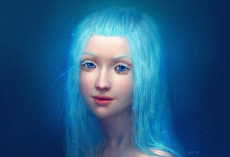 women, Blue hair HD Wallpaper Desktop Background