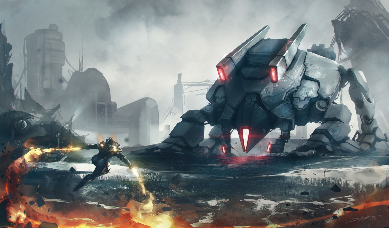 science fiction, War, Robot Wallpaper
