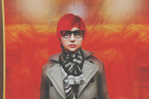 women, Women with glasses, Short hair, Redhead, Overcoats, Scarf