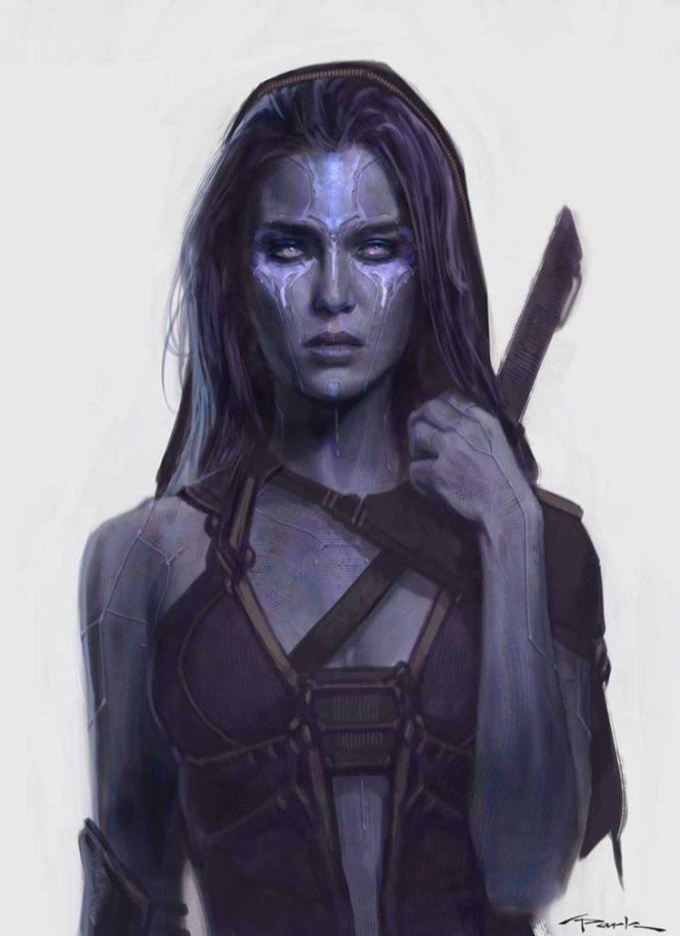 Gamora, Purple skin, Guardians of the Galaxy, Concept art HD Wallpaper Desktop Background