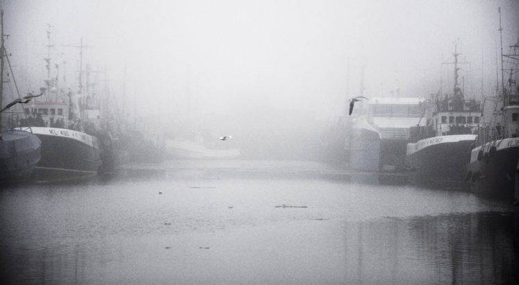 gloomy, Mist, Harbor, Ship, Photography, Seagulls HD Wallpaper Desktop Background