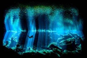 divers, Nick Blake, Nature, Water, Sea, Underwater, Coral, Rock, Sunlight, Photography, Sun rays, Reflection