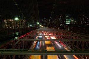 photography, Bridge, Night, Cityscape, Taxi, Brooklyn Bridge
