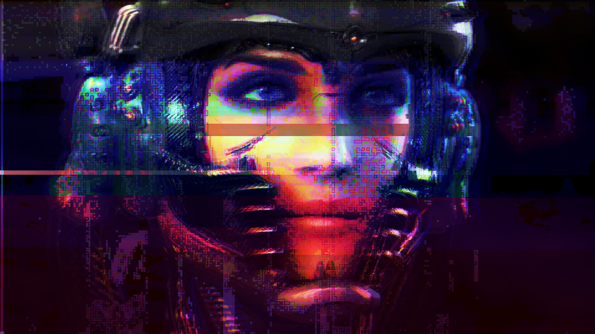 cyberpunk, Glitch art Wallpaper