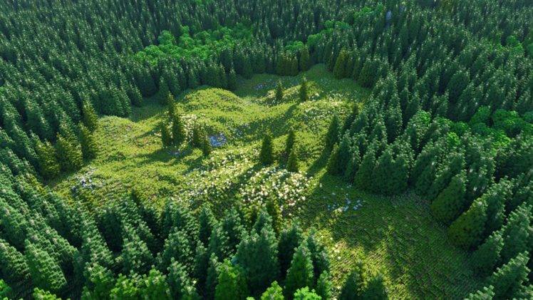 Minecraft, Chunky, Green, Forest HD Wallpaper Desktop Background