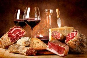 meat, Cheese, Wine, Food