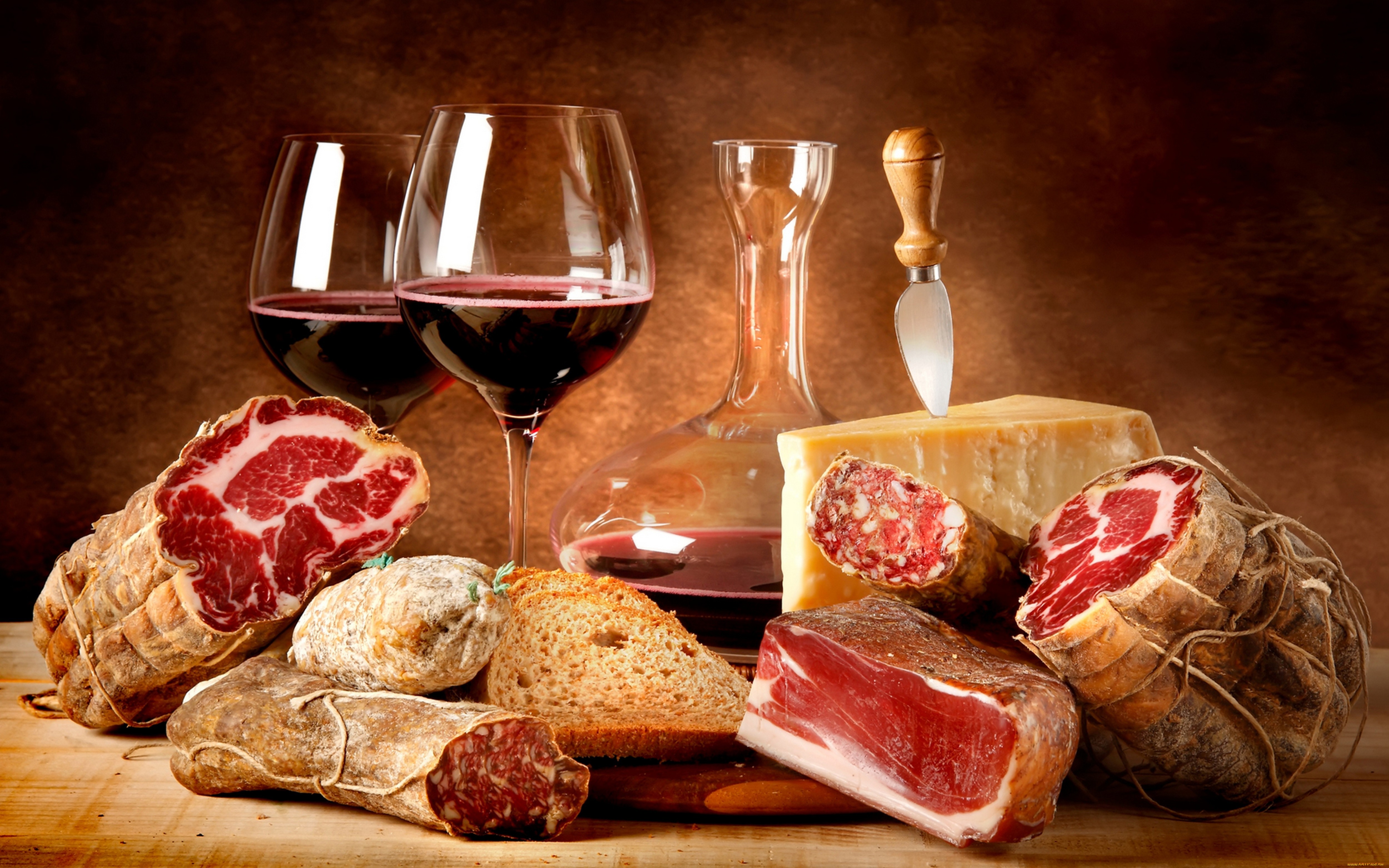 meat, Cheese, Wine, Food Wallpaper