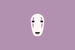 mask, Anime, Spirited Away, Purple background, Simple background, Minimalism
