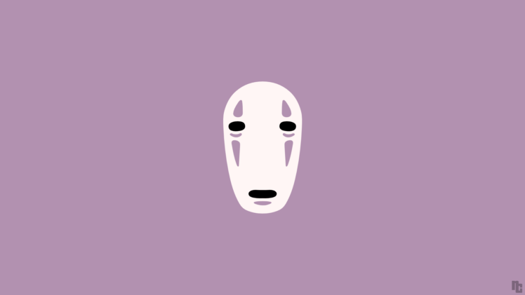 mask, Anime, Spirited Away, Purple background, Simple background, Minimalism HD Wallpaper Desktop Background