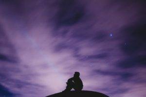 photography, Purple, Violet, Silhouette, Long exposure, Night, Stars, Clouds