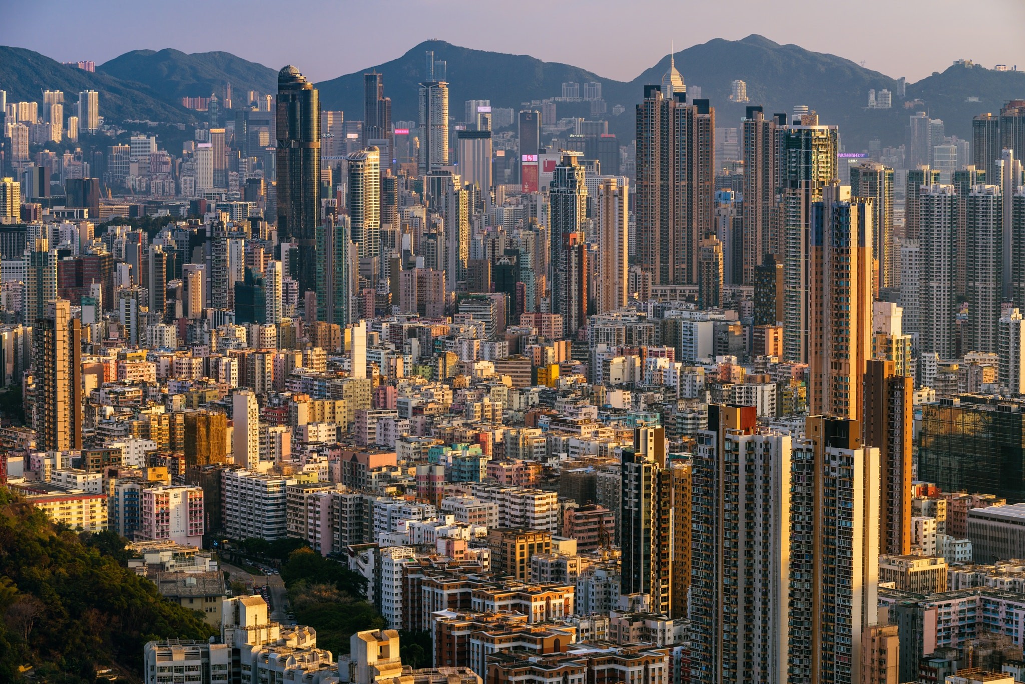 Hong Kong, Cityscape, Sunset, Stacked, Bay, Asia, China, Apartments, Skycrapers, Landscape Wallpaper