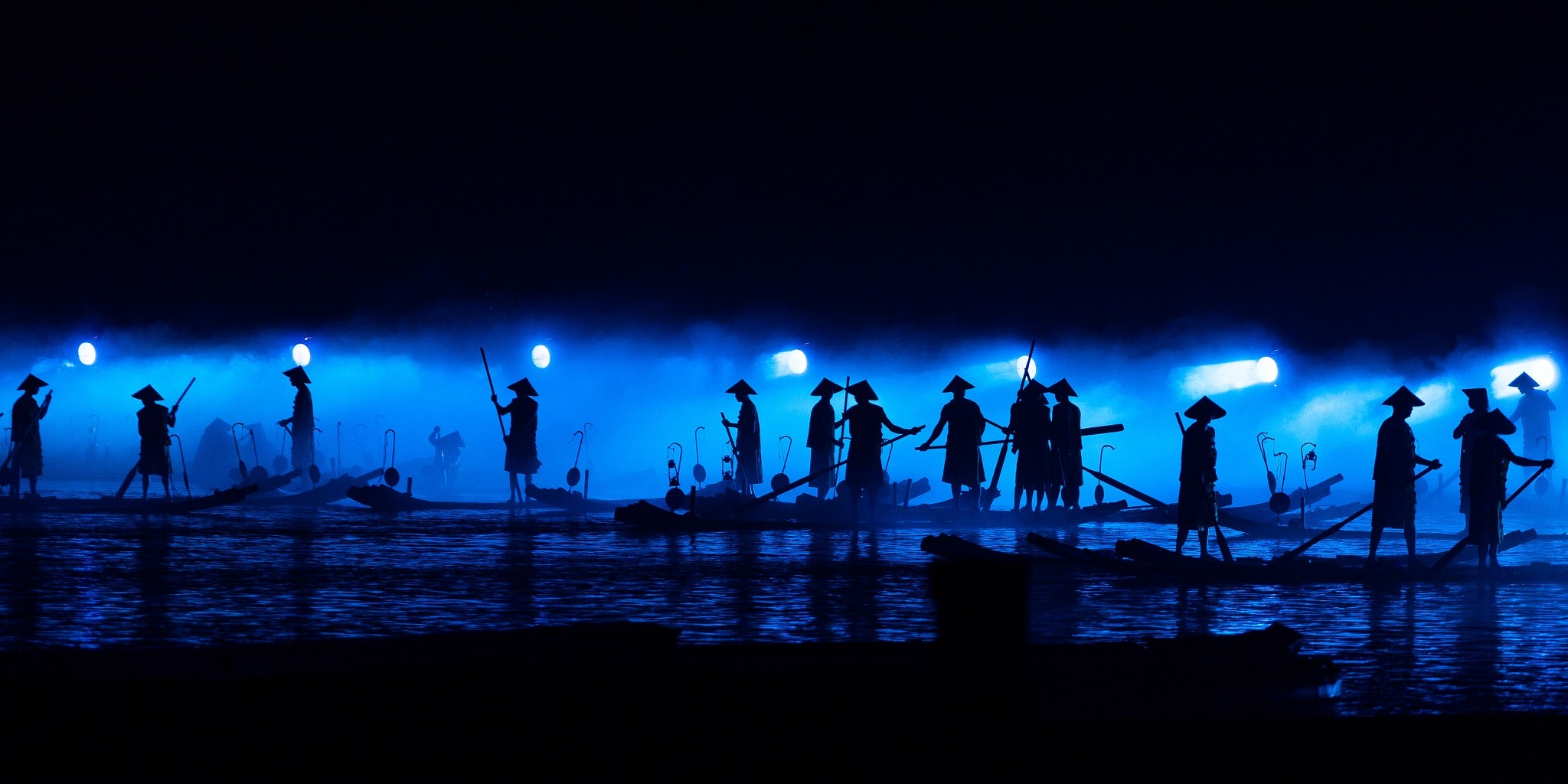 fishermen, Boat, Lights, Night Wallpaper