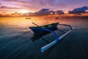 boat, Sea, Sunset