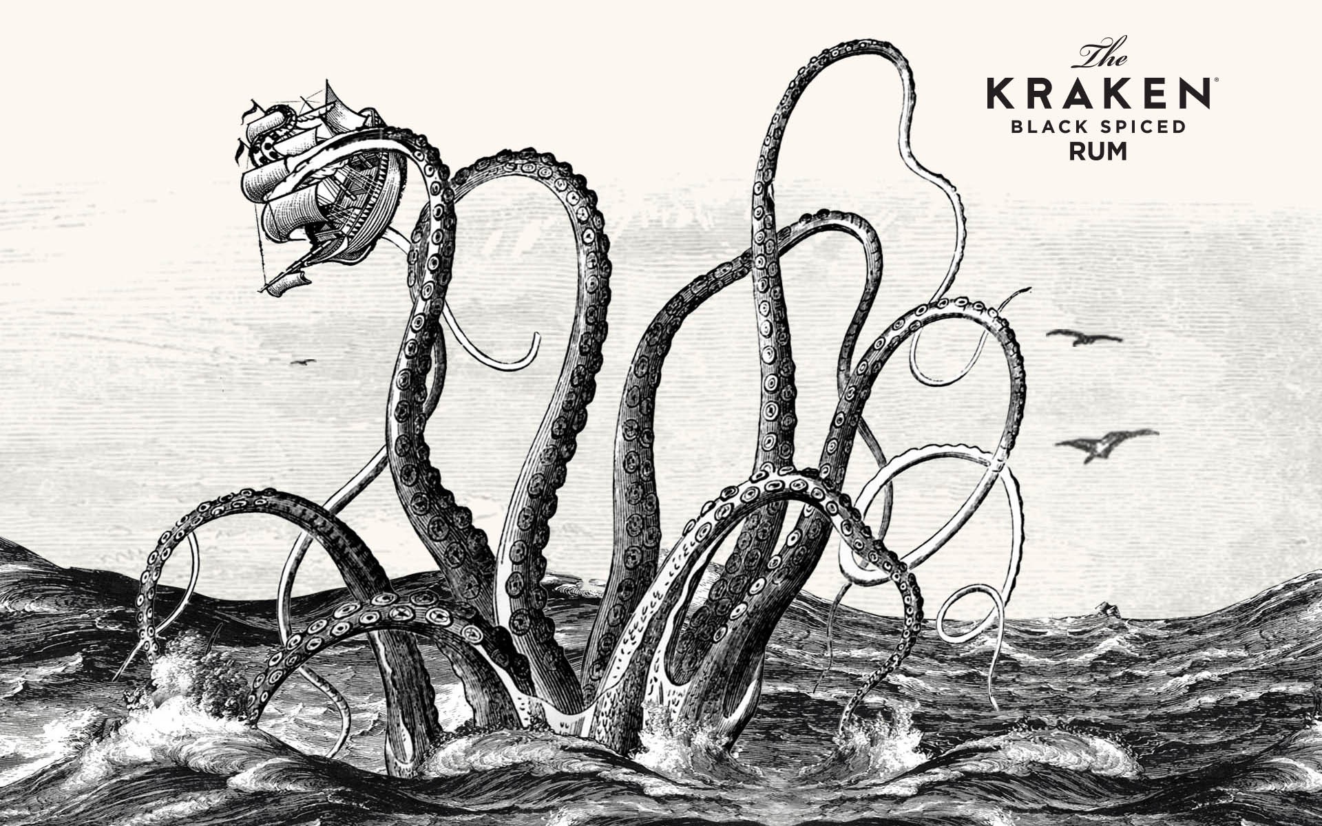 Kraken, Boat, Sea monsters, Sailing ship Wallpaper