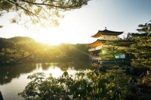 Japan, Temple, Sunlight, Trees, Landscape