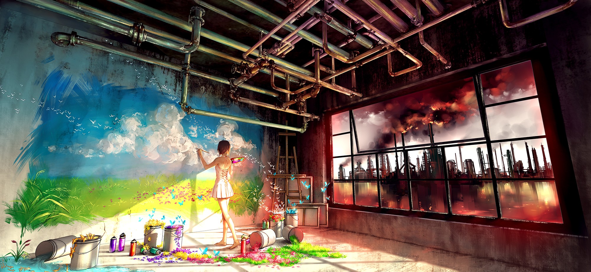 Yuumei, Contrast, Colorful, Painting Wallpaper