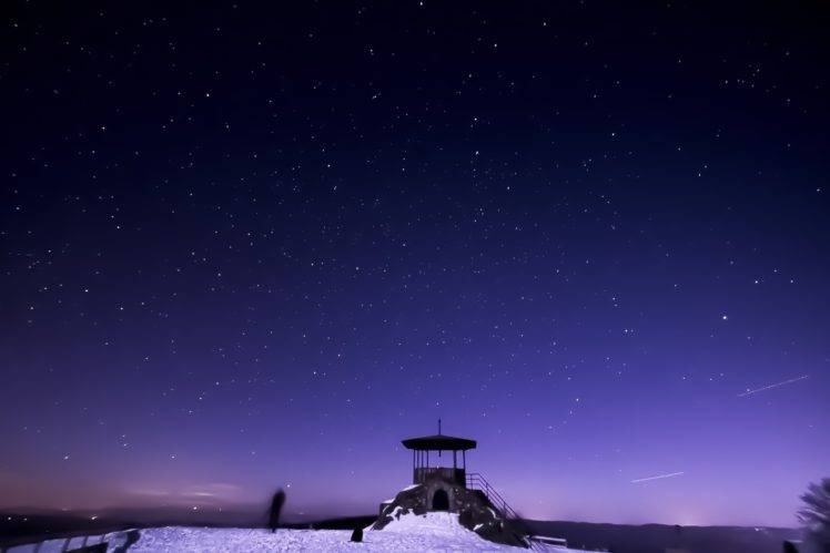 night sky, Starry night, Winter, Snow HD Wallpaper Desktop Background