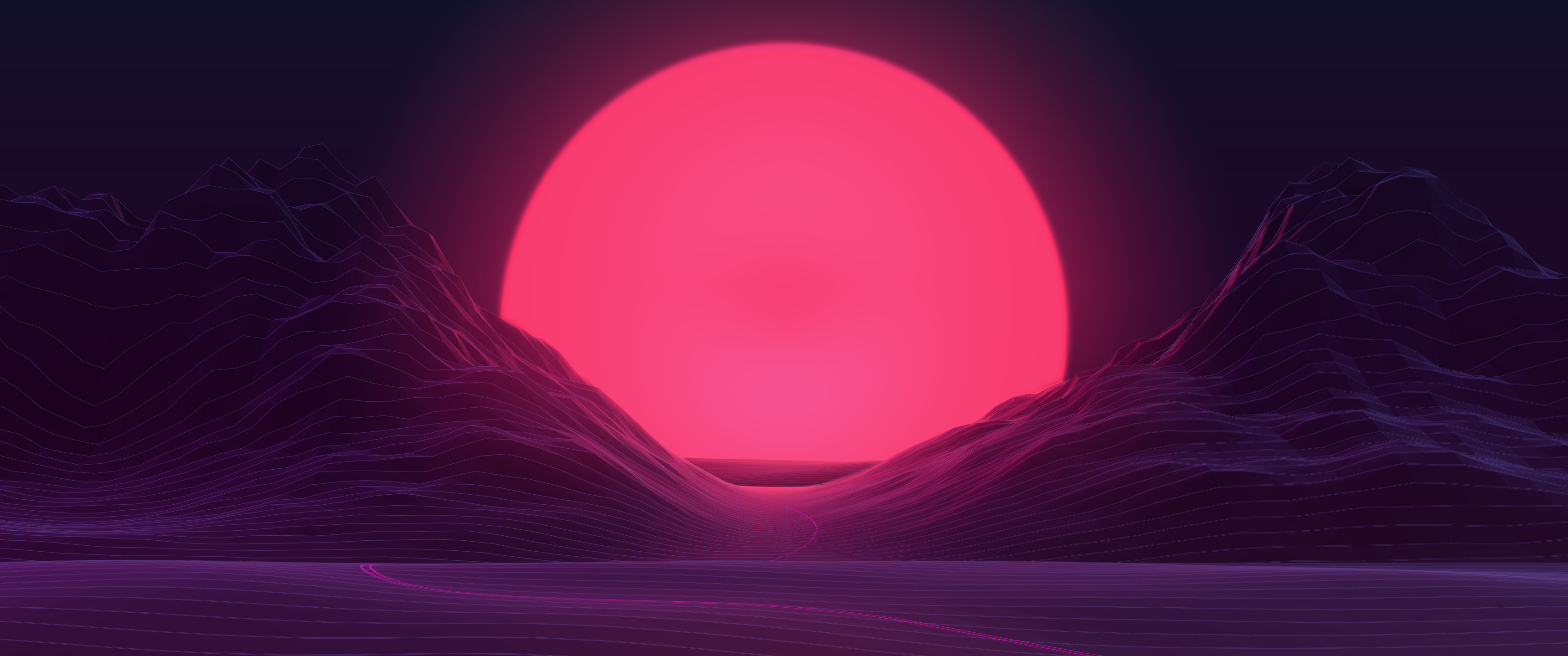 sunset, Neon Wallpaper