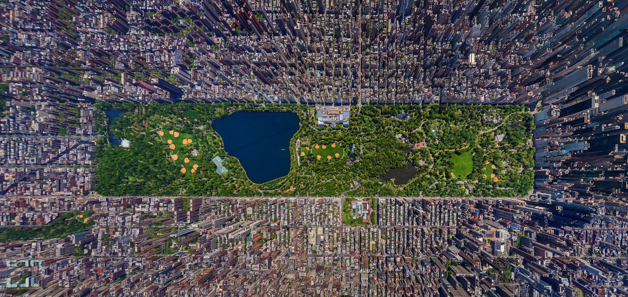 New York City, Central Park, Town, River Wallpaper