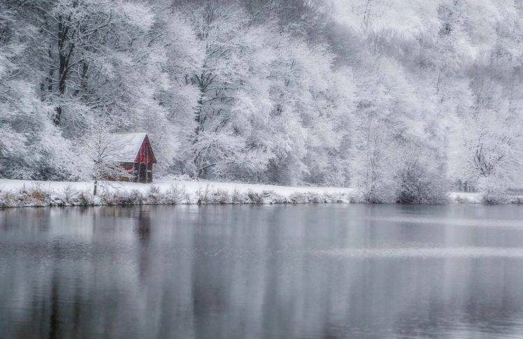 water, Hut, Nature, Winter, Snow HD Wallpaper Desktop Background