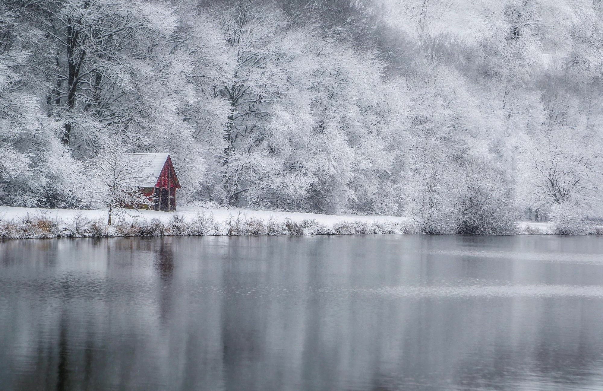 water, Hut, Nature, Winter, Snow Wallpaper