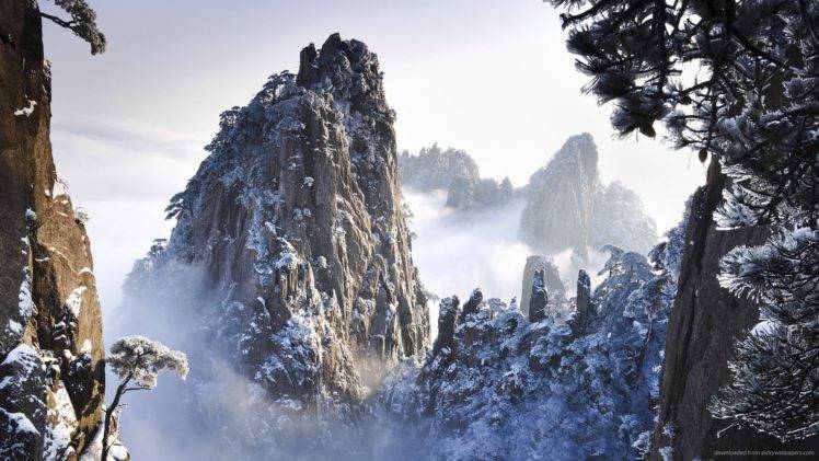 trees, Nature, Rock, Stones, Mountains, Snow HD Wallpaper Desktop Background