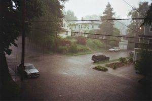street, Town, Car, Rain