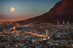 Moon, Mountains, City, Cape Town, 3 Disa Towers
