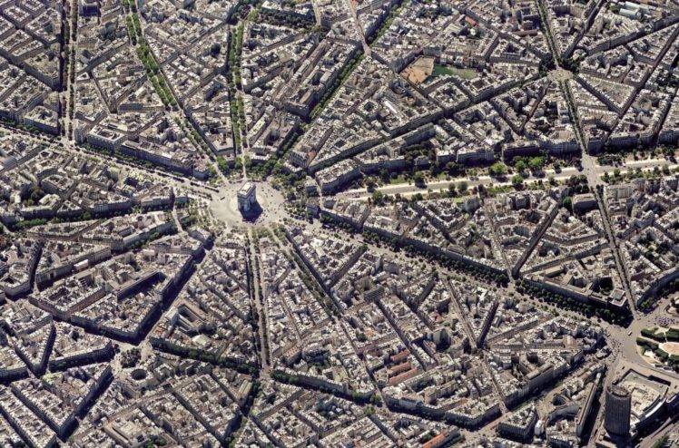 city, Puzzles, Paris, France, Aerial view, Arc de Triomphe HD Wallpaper Desktop Background