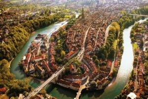 city, River, Bridge, Bern, Switzerland
