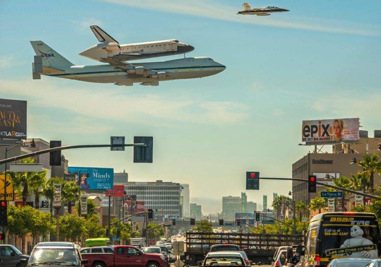 planes, City, Space Shuttle Endeavour HD Wallpaper Desktop Background