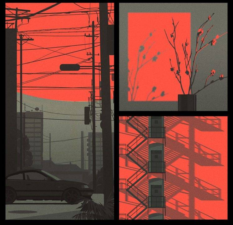 igor piwowarczyk, Digital art, Red sun HD Wallpaper Desktop Background