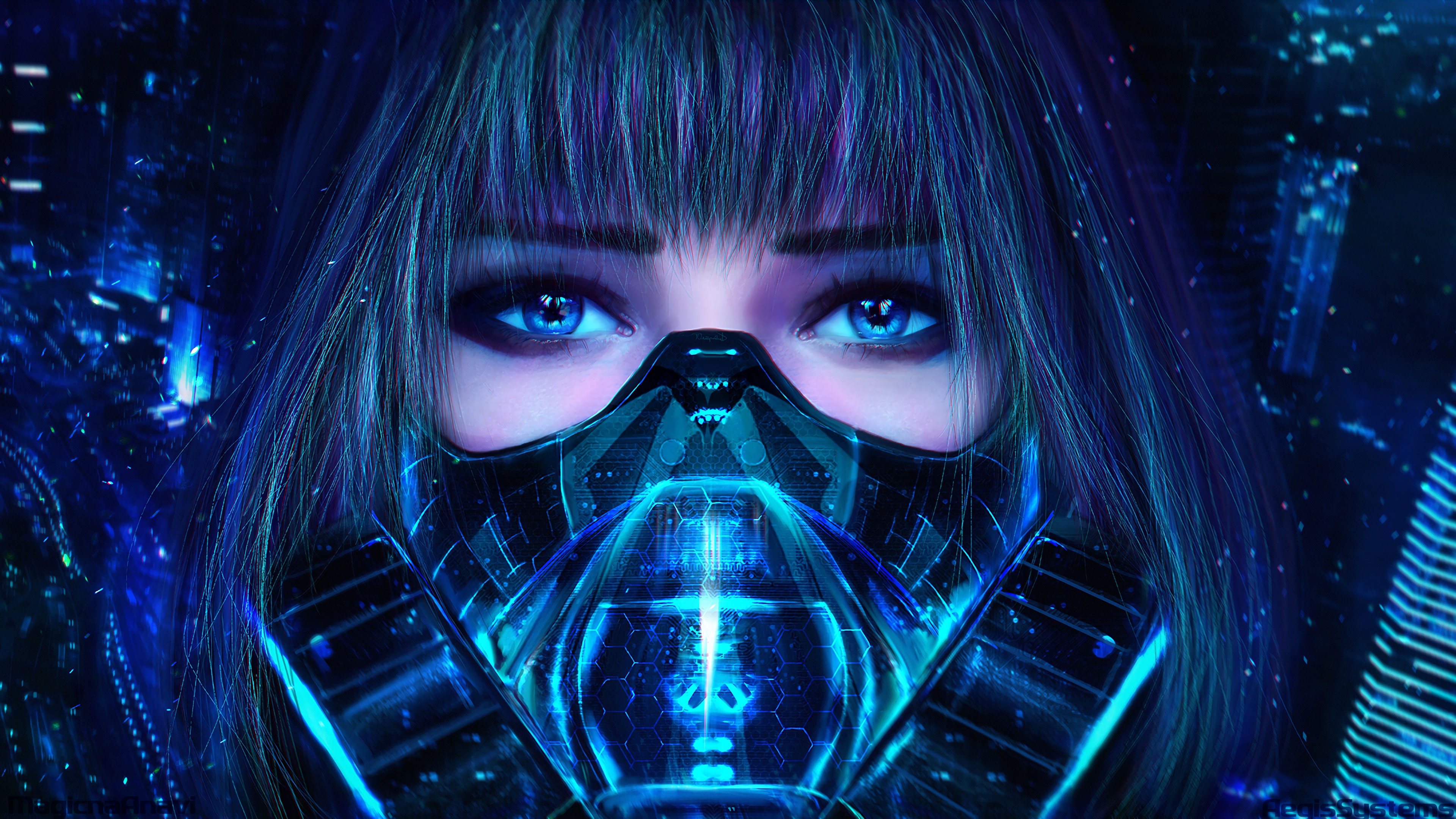 women, MagicnaAnavi, Futuristic, Science fiction, Mask Wallpaper