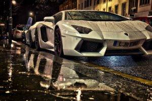 Lamborghini, Lamborghini Aventador, Rain, Wet