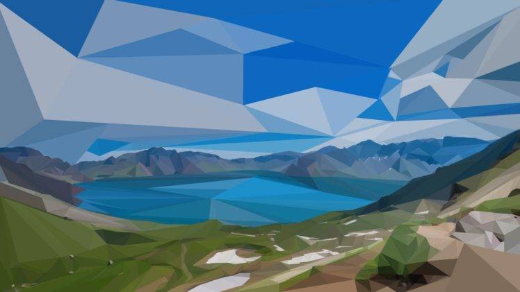 low poly, Landscape, Nature, Minimalim, Lake HD Wallpaper Desktop Background
