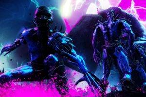 Shadow Warrior 2, Pink, Neon, Blue, Enemy