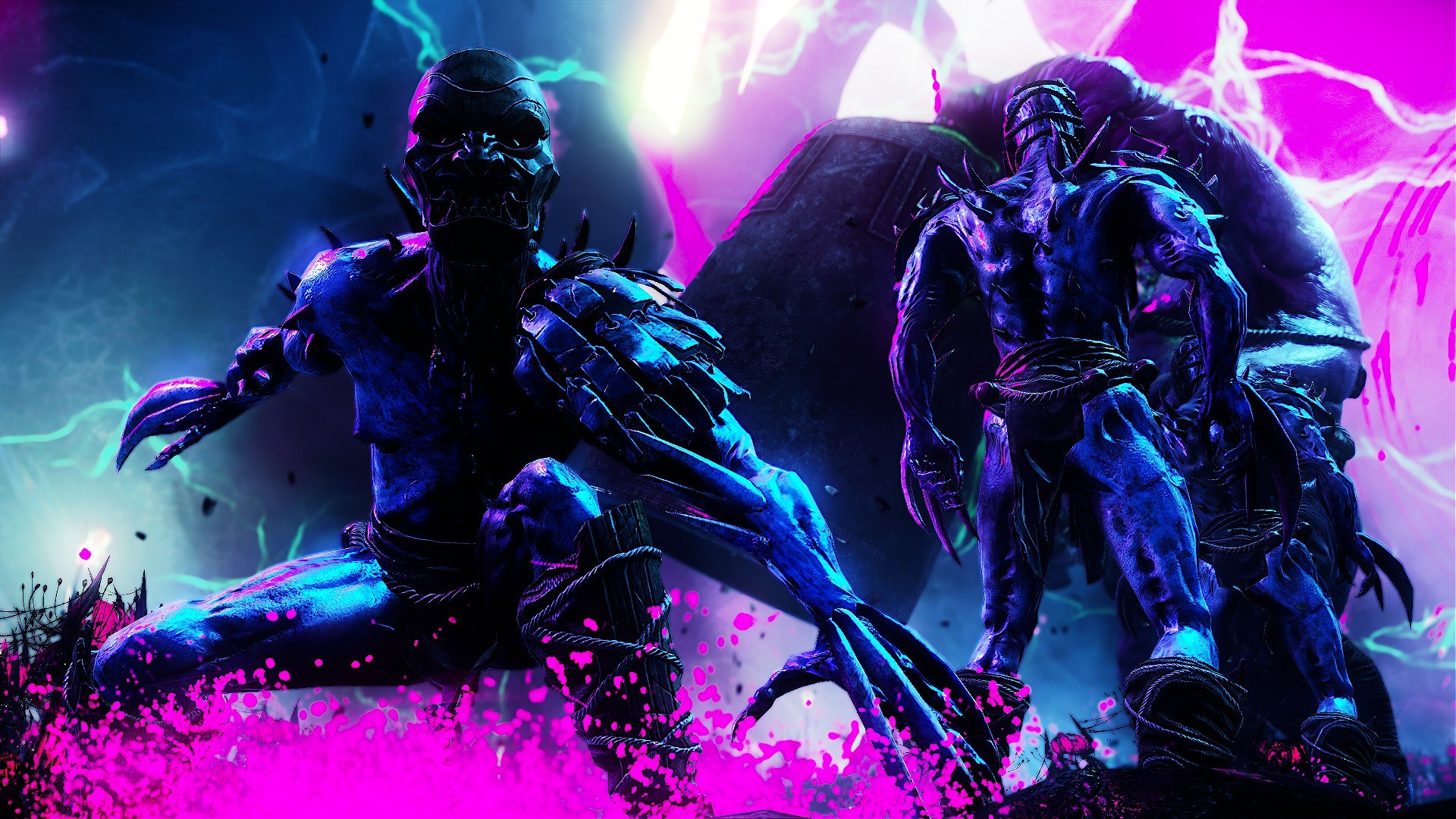 Shadow Warrior 2, Pink, Neon, Blue, Enemy Wallpaper