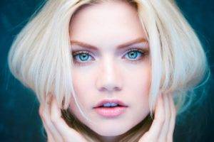 Martina Dimitrova, Blue eyes, Face, Women, Blonde, Closeup