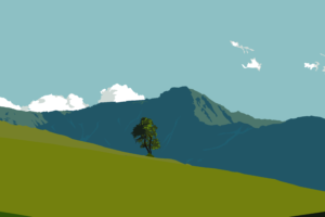 landscape, Mountains, Green, Blue, Minimalism, Simple