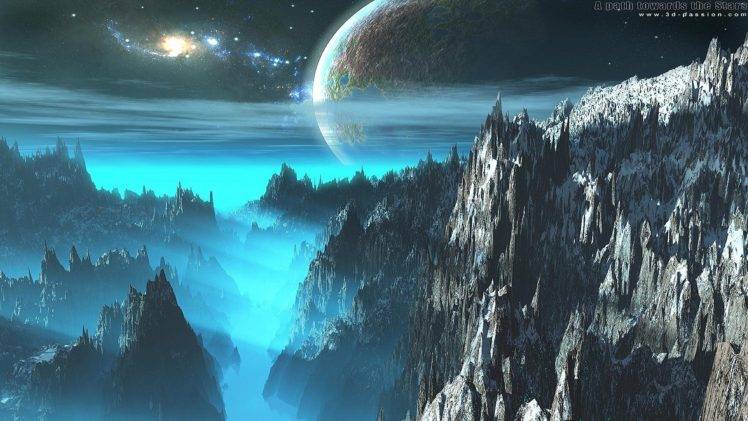 trees, Earth, Moon, Mountains, Space HD Wallpaper Desktop Background
