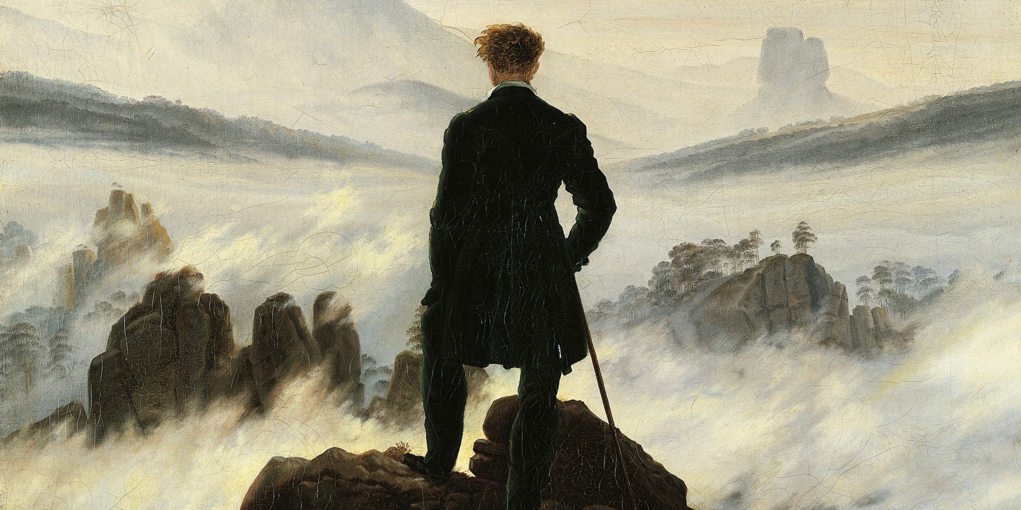 Der Wanderer über dem Nebelmeer, Oil painting, Caspar David Friedrich, Saxonian swiss Wallpaper