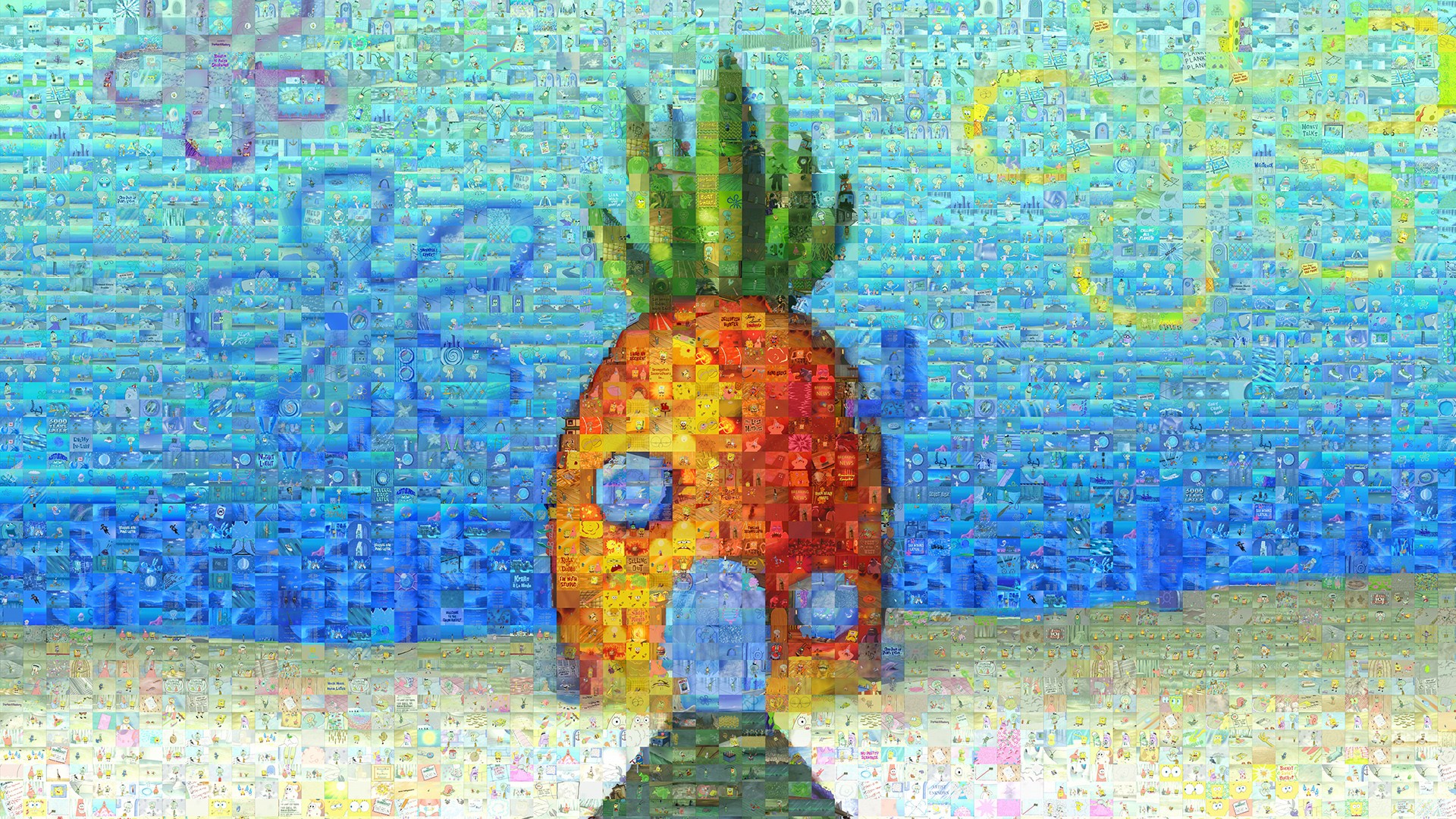 SpongeBob SquarePants, Cartoon, Pineapple, Pineapples, Collage Wallpaper