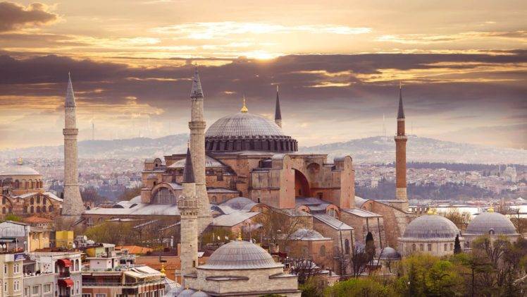 Hagia Sophia, City, Istanbul, Turkey HD Wallpaper Desktop Background