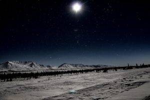 landscape, Stars, Mountains, Snow, Moon, Photography